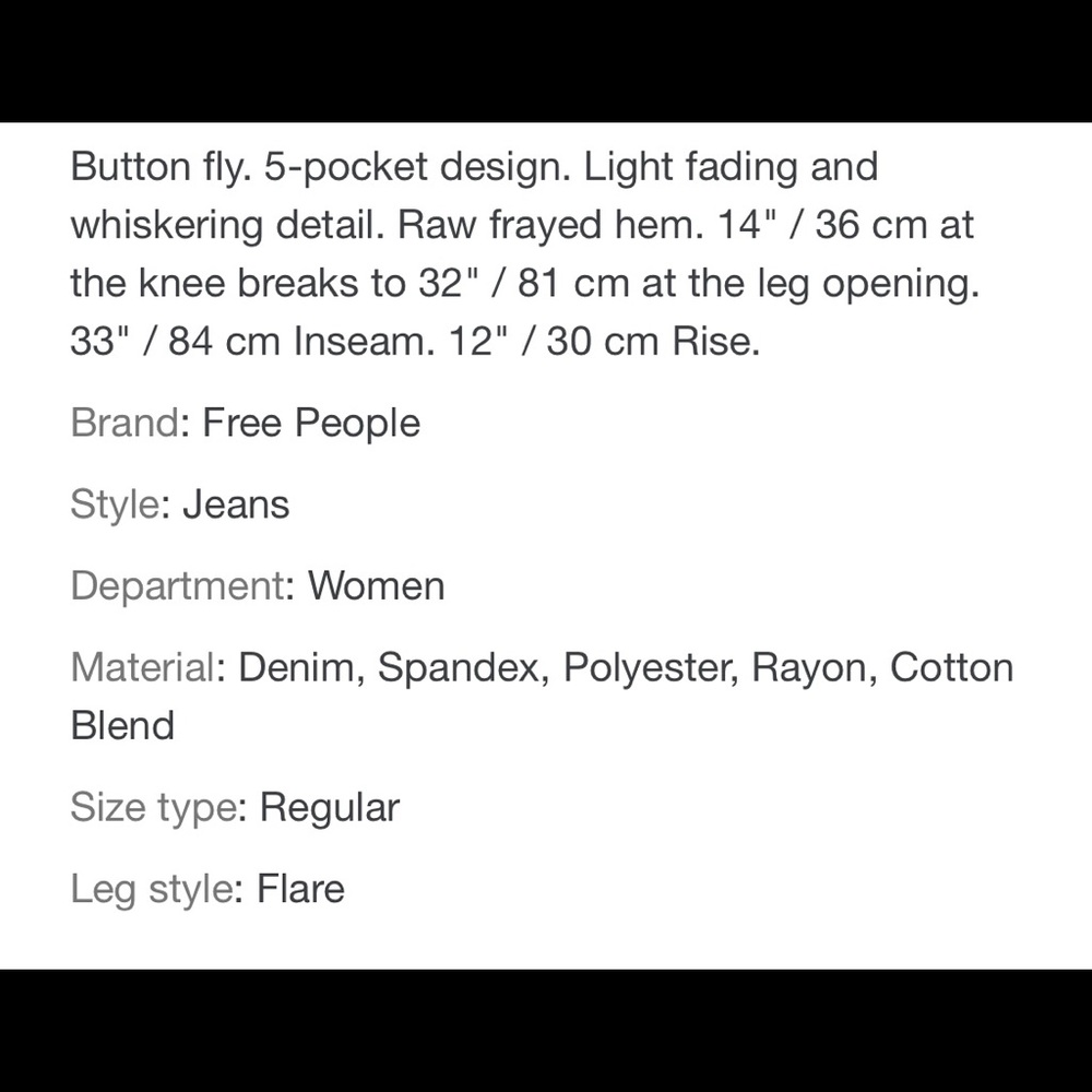 Free People Sz 32 Irreplaceable Flare Jeans - Picture 3 of 12